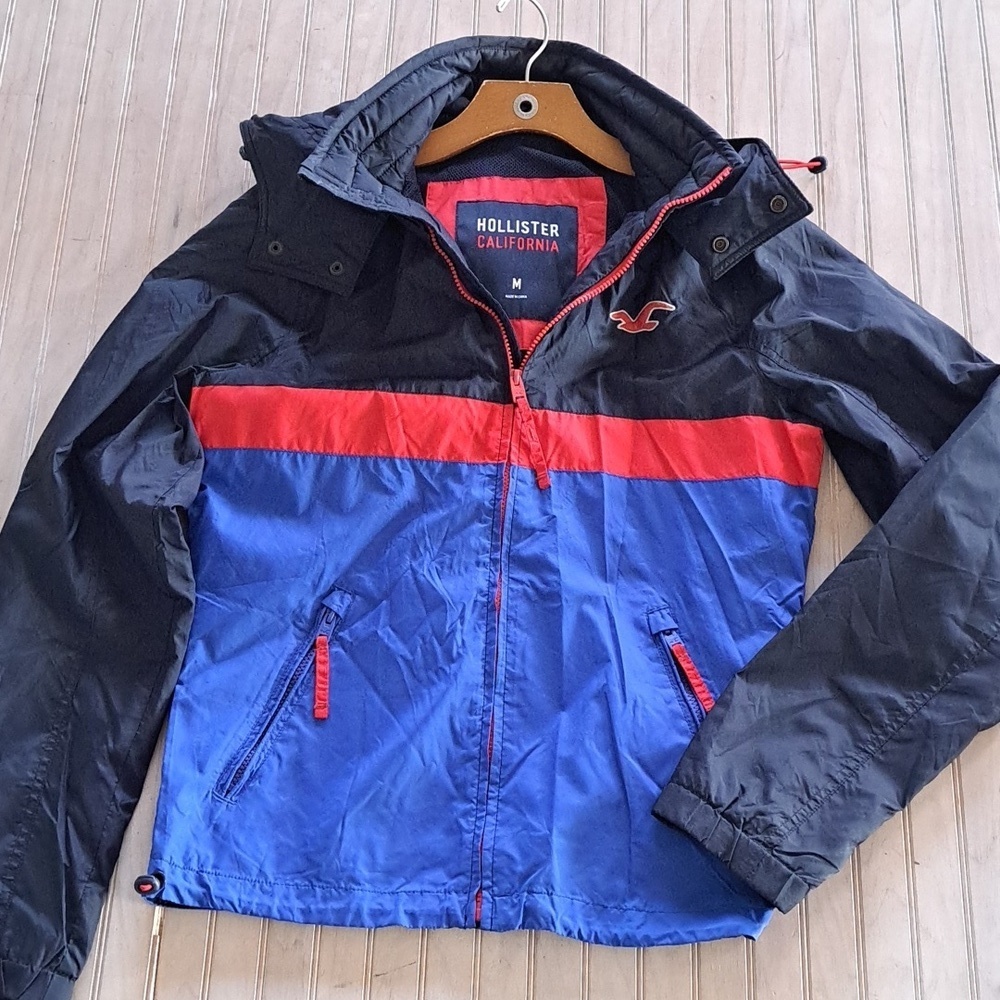 Hollister California Y2k Lightweight Zipped Colorblock Hooded Windbreaker Jacket